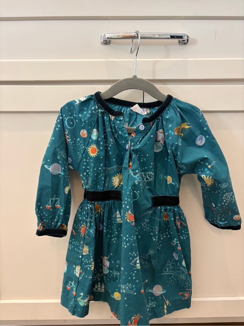 Oso & Me Elizabeth Dress Teal Space & Ocean Print Dress